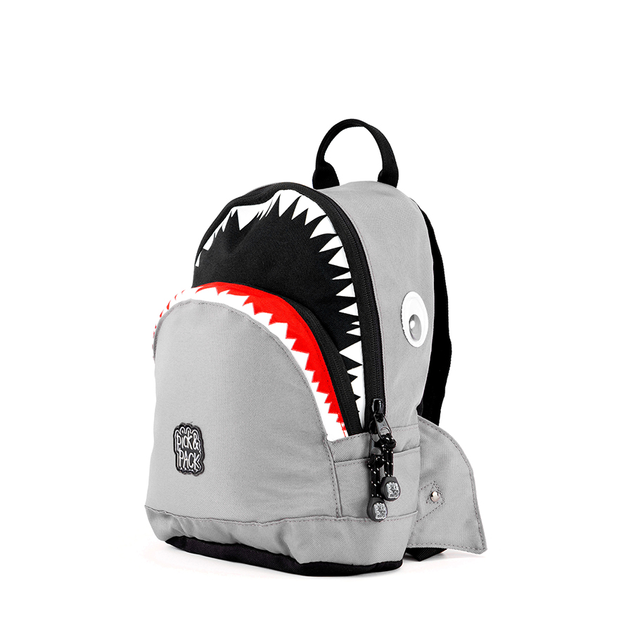 Rugzak Shark Shape Grey Small ★ Pick&Pack