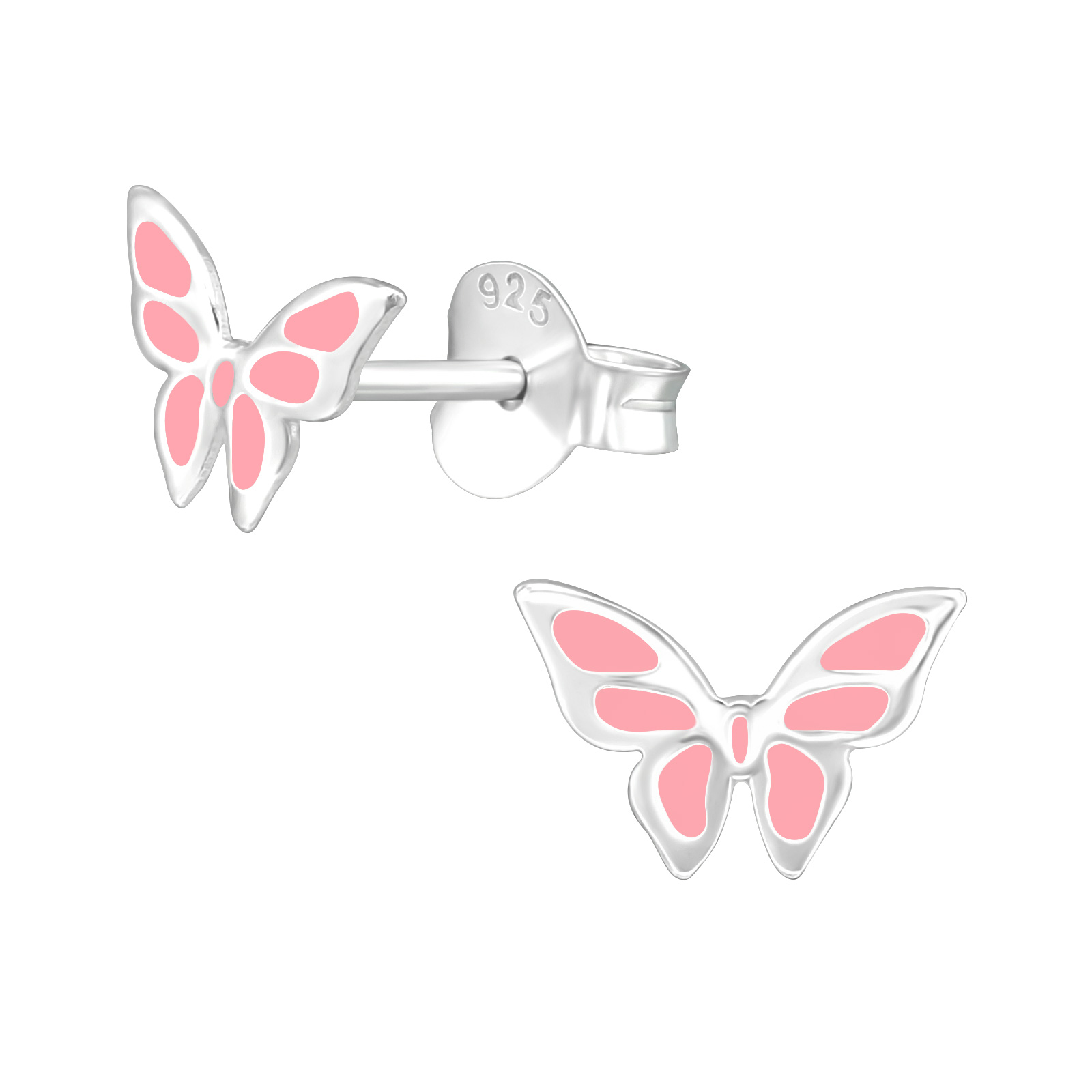 Zilveren kinderoorbellen vlinder